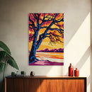 Lone Tree, Sunset Horizon, Canvas Print, Vibrant Landscape, Boho Decor, Modern Nature Art, Large Wall Art, Living Room Art, Gift Idea