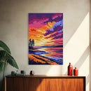 Lakeside Sunset, Fiery Sky, Framed Canvas Print, Nature Wall Art, Boho Landscape, Modern Artwork, Large Wall Art, Bedroom Art, Gift Idea