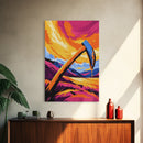 Melting Axe, Surreal Landscape, Framed Canvas Print, Fantasy Art, Dreamlike Painting, Boho Decor, Large Artwork, Unique Wall Art, Gift Idea
