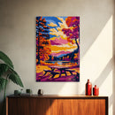 Autumn Picnic, Vibrant Foliage, Canvas Print, Fall Landscape, Boho Wall Art, Cozy Decor, Large Artwork, Living Room Art, Gift Idea