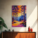 Forest, Golden Path, Autumn Trees, Canvas Print, Fall Landscape Art, Rustic Home Decor, Living Room Wall Art, Vibrant Nature Painting