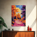 Autumn, Vibrant Foliage, Fall Road, Framed Canvas Print, Cozy Rustic Decor, Country Home Art, Seasonal Landscape, Warm Autumn Aesthetic