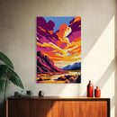 Wild Sunset, Mountain View, Nature Wall Art, Adventure Art, Warm Tones, Bold Decor, Framed Canvas Print, Living Room, Cabin Style