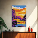 Sunset Lake, Vibrant Wall Art, Framed Canvas Print, Modern Landscape Art, Home Decor, Living Room Art, Nature Print, Fall Wall Art