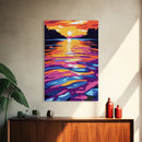 Golden Waters, Abstract Landscape, Framed Canvas Print, Sunset Lake Art, Bright Wall Decor, Colorful Home Art, Office Wall Print