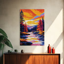 Autumn River, Forest Wall Art, Framed Canvas Print, Cozy Cabin Decor, Nature Scene, Seasonal Art, Rustic Living Room Wall Print