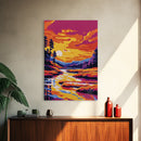 Twilight Reflections, Dreamy Landscape, Framed Canvas Print, Mystical River Art, Sunset Scene, Warm Colors, Home Office Wall Decor