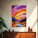 Mountain Valley, Colorful Nature Scene, Framed Canvas Print, Warm Sunset Art, Earthy Wall Decor, Serene Home Art, Living Room Print