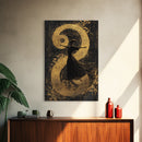 Golden Yin Yang, Framed Canvas Print, Zen Wall Art, Spiritual Energy, Feng Shui Decor, Abstract Taoist Art, Yoga Room, Asian Home Accent
