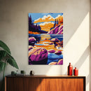 Sunset Lake, Autumn Wall Art, Vibrant Nature Decor, Modern Cabin Print, Framed Canvas Print, Rustic Landscape, Living Room Art
