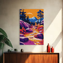 Cliffside Sunset, Ocean Wall Art, Colorful Seascape Print, Bold Landscape, Framed Canvas Print, Beach House Aesthetic, Coastal Artwork
