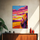 Sunset Blanket, Cozy Art Print, Bohemian Wall Decor, Warm Tones Painting, Relaxing Art, Vibrant Living Room Art, Canvas Print