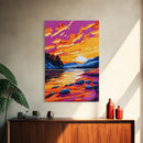 Golden River, Peaceful Nature Art, Warm Sunset Painting, Serene Landscape, Tranquil Home Decor, Living Room Art, Canvas Print