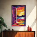 Open Door, Sunset View Art, Warm Glow Painting, Inviting Home Decor, Inspirational Wall Art, Cozy Interior Design, Framed Canvas Print
