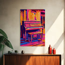 Colorful Piano Art, Music Lover Decor, Vibrant Home Wall Art, Abstract Music Art, Framed Canvas Print, Living Room Music Wall Art