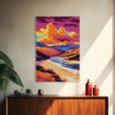 Mountain Sunset Painting, River Valley Wall Art, Colorful Landscape Print, Dramatic Nature Art, Framed Canvas Print, Rustic Cabin Decor