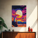 Buffalo Moon, Western Art, Vibrant Sunset, Wildlife Painting, Canvas Print, Rustic Home Decor, Cabin Wall Art, Bold Colorful Art