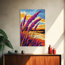 Vibrant Wheat Field, Rustic Sunset Landscape, Golden Hour Painting, Autumn Country Art, Framed Canvas Print, Farmhouse Kitchen Wall Art