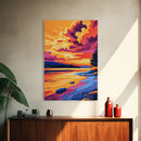 Sunset Reflection, Vibrant, Nature, Lake, Framed Canvas Print, Landscape Wall Art, Autumn Decor, Colorful Painting, Home Office, Rustic Art