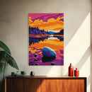 Sunset Reflection, Lake Art, Tranquil Scene, Nature Wall Decor, Framed Canvas Print, Rustic Cabin Art, Serene Home Decor, Fall Aesthetic