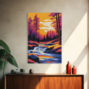 Autumn Waterfall, Fall Forest, Tranquil Stream, Rustic Nature Art, Framed Canvas Print, Cozy Cabin Decor, Earthy Wall Art, Nature Lover Gift