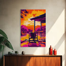Campfire Glow, Rustic Cabin, Outdoor Art, Autumn Evening, Canvas Print, Lodge Wall Art, Western Home Decor, Warm Tones, Cozy Vibes