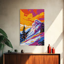 Mountain View, Snowy Peak, Alpine Scene, Bold Nature Art, Canvas Print, Wilderness Wall Decor, Adventure Home Art, Ski Lodge Aesthetic