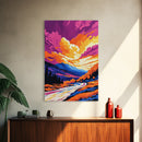 Autumn River, Mountain Sunset, Vibrant Landscape, Framed Canvas Print, Fall Wall Art, Living Room Decor, Nature Scene, Colorful Painting