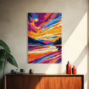Sunset Reflection, Serene Lake, Nature Landscape, Framed Canvas Print, Modern Wall Art, Living Room Decor, Vibrant Painting, Colorful Art