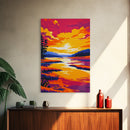 Sunset Reflection, Vibrant Landscape, Autumn Lake, Framed Canvas Print, Boho Wall Art, Living Room Decor, Colorful Nature Painting