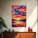 Colorful Sunset, Lake Reflections, Nature Art, Canvas Print, Fall Home Decor, Boho Aesthetic, Bedroom Wall Art, Vibrant Painting