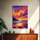 Sunset Glow, Serene Waters, Scenic Landscape, Canvas Print, Modern Home Decor, Office Wall Art, Warm Color Palette, Nature Painting