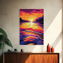 Sunset Lake, Colorful Sky, Tranquil Nature, Canvas Print, Bohemian Wall Art, Rustic Home Decor, Autumn Inspired, Warm Tones