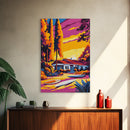 Surfer Paradise, Coastal Sunset, Tropical Art, Canvas Print, Beach Wall Decor, Vibrant Home Aesthetic, Ocean Inspired Painting