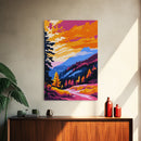 Mountain Sunset, Fall Landscape, Autumn Trees, Rustic Wall Art, Framed Canvas Print, Nature Scene, Cabin Decor, Cozy Aesthetic