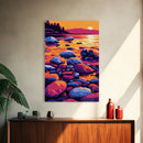 Vibrant Sunset River, Canvas Print, Colorful Nature Art, Bold Landscape, Modern Home Decor, Sunset Lake Scene, Living Room Wall Art