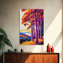 Fall Trees, Bold Landscape Art, Framed Canvas Print, Warm Tones Wall Decor, Nature Painting, Living Room Art, Autumn Colors, Modern Art