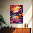 River Sunset, Serene Landscape Art, Canvas Print, Vibrant Nature Painting, Water Reflection Art, Relaxing Home Decor, Modern Wall Art