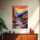 Mountain Stream, Autumn Waterfall Art, Canvas Print, Colorful Fall Landscape, Nature Wall Decor, Cozy Home Art, Vibrant Living Room Art