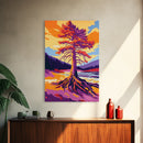 Ancient Tree, Bold Forest Art, Canvas Print, Vibrant Nature Painting, Autumn Landscape, Rustic Wall Decor, Living Room Art, Modern Style