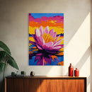 Water Lily, Vibrant Floral Art, Framed Canvas Print, Nature Painting, Serene Pond Decor, Zen Wall Art, Relaxing Home Decor, Office Art