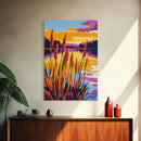 Sunset Reeds, Tranquil Nature Art, Canvas Print, Landscape Painting, Warm Color Wall Decor, Living Room Art, Serene Home Aesthetic