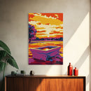 Sunset Water Trough, Western Art, Farmhouse Wall Decor, Rustic Landscape, Framed Canvas Print, Country Home Art, Living Room Art