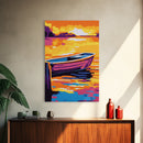 Sunset Rowboat, Lake House Art, Nautical Wall Decor, Coastal Art, Framed Canvas Print, Bedroom Art, Ocean Sunset Painting