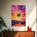 Celestial Star, Cosmic Art, Surreal Sunset Painting, Boho Wall Art, Framed Canvas Print, Astrology Art, Bedroom Decor