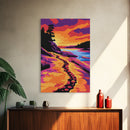Coastal Sunset, Ocean Pathway, Golden Hour, Vibrant Seascape, Canvas Print, Nautical Home Decor, Modern Coastal Painting
