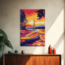 Sunset Forest, Pine Trees, Vibrant Landscape, Autumn Glow, Canvas Print, Cabin Wall Art, Rustic Home Decor, Nature Lover Gift
