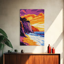 Ocean Wave, Sunset Splash, Surf Art, Framed Canvas Print, Coastal Wall Art, Nautical Home Decor, Tropical Landscape Painting