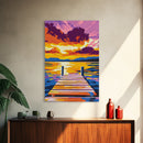 Tranquil Dock, Lake Sunset, Serene Landscape, Peaceful Wall Art, Canvas Print, Living Room Decor, Nature Artwork, Cabin Retreat