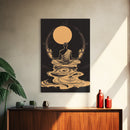 Meditation Art, Zen Moon, Spiritual Artwork, Mystical Wall Decor, Canvas Print, Minimalist Wall Art, Yoga Studio, Serene Black and Gold
